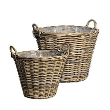 Landhaus Pflanzen Korb Weide natur - 2 Größen - Rattan Blumen Topf Garten Deko