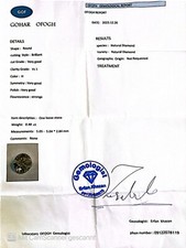 Brillant 0,48 ct.  Reinheit:Vs1.  Farbe:H.  Fluoreszenz: Ja, Sehr Gut