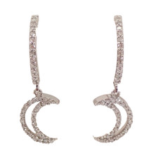 1.48ct Natürlich Rund Diamant 14k Solid Weiß Gold Hochzeit Lange Ohrringe