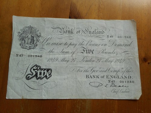 Bank england white 5 five - of, £5
