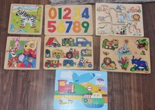 7 Steckpuzzle Holzpuzzlepaket von Eichhorn Einlegepuzzle