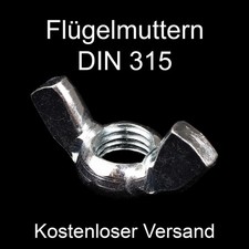 Flügelmuttern M4 M5 M6 M8 M10 M12 - DIN315 - Stahl galvanisch verzinkte Muttern
