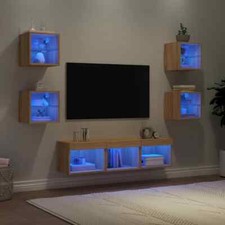 Wohnwand mit LED Wohnzimmer Set TV Schrank Möbel 7-tlg. Holzwerkstoff vidaXL