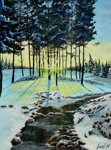 Winter akryl auf leinwand - akryl,