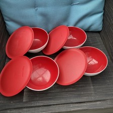 4 x 275 ml Tupperware Allegra Schälchen mit Deckel rot guter Zustand