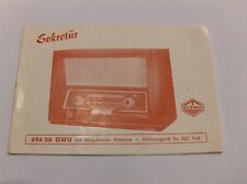 Bedienungsanweisung SONRA (VEB Stern-Radio Sonneberg, DDR) Sekretär 696/58 GWU