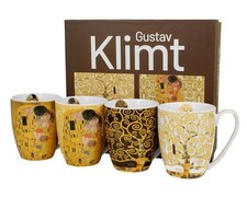 Kaffeebecher Porzellanbecher Teebecher Becher 4er Set Gustav Klimt Bunt 350 ml