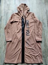 TREDY Sweat Kapuzen Long Jacke Strass Lettering Cognac Größe  2  L/XL 40/42 NEU