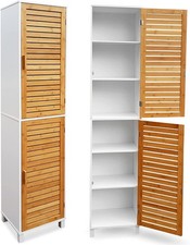 osoltus Badregal Hochschrank 190cm Wandschrank Bambus Aarhus
