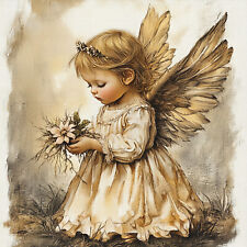 Deko Bild Engel Blumen Vintage Shabby Wandbild Wanddeko Dekofliese Wandfliese