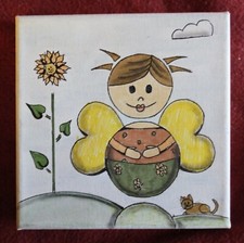 Engel, Schutzengel, kleine Fee, Elfe, Katze, 15x15cm auf Keilrahmen, von Juhewe 