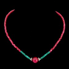 OPERHAUS edle Rubin & Smaragd Kette Halskette mit Turmalin Damen Geschenk RS0107