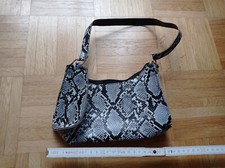 Tasche Handtasche Animalprint Schlange schwarz grau       