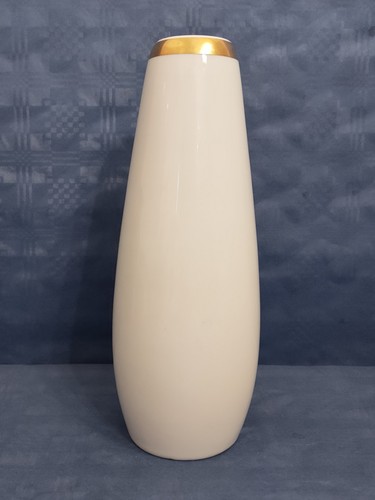 Vase weiss mit - goldrand, &