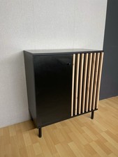 Kommode schwarz Eiche Anrichte Wohnzimmerschrank Metall 80 cm Sideboard modern