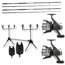 Karpfen Angelset 2 Ruten 2 Rollen + Rodpod + Bissanzeiger Carp Fishing