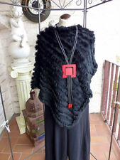 5309 Poncho schwarz Echtfell