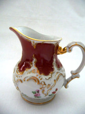 Porzellan Milchkännchen, -kanne, Potschappel Dresden, handbemalt Goldstaffage