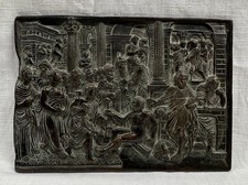 Bronze Tafel Relief der Darstellung einer biblischen Szene Antik