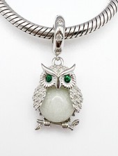 Eule Dangle Charm Glow In The Dark Vogel Tier Echt 925 Sterling Silber 💖