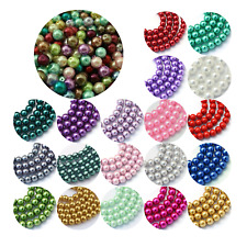 100x Glasperlen 6-7mm Glänzend Metallic Glänzend Perlen Set Glas Schmuck Basteln