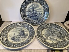 3 Wandteller Delfts Boch Belgium