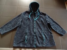 Ulla Popken Kapuzen Fleecejacke Jacke 50 52 grau dunkelblau Töne meliert