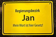 Namensschild Postkarte Hoheitsgebiet / JAN / Alles hört auf mein Kommando Schild