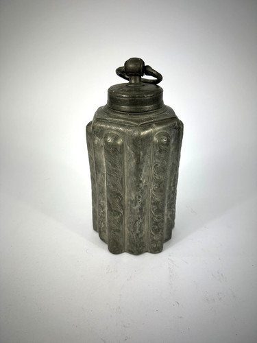 Antike zinn schraubflasche - zinn, 19
