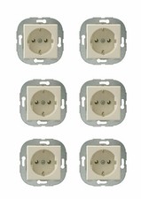 Düwi  REV  Standard Quadro , Fortuna Schuko Steckdosen - Set   6 Stück cremeweiß