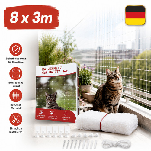Katzennetz transparentes 8x3m - katzennetz,