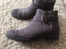 Damen Stiefelette Schuhe Wildleder Optik Deko Riemchen braun Neuwertig