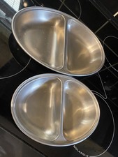Edelstahl 2 Fächer Oval Essen Serviertablett Schale 50CM Gastronomie Buffet