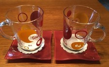 2 sehr schöne Teegläser mit Untersetzer, Glas von Flirt