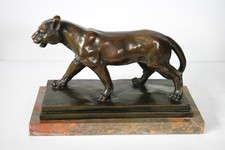 Bronzeskulptur Panther, Bronzeguss auf Marmorsockel