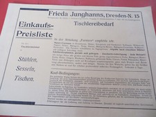 Einkaufspreisliste Tischlereibedarf Möbel Furniere F. Junghans Dresden 1938