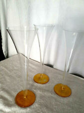 3 Stück 26 cm Hoch Gelb Bunt Glas Sekt Gläser Stengel Weiß Küche Feier Wohnzimme