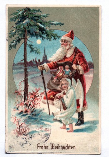 Weihnachtsmann mit engel - ak,