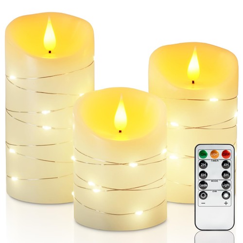 Led kerzen echtwachs 3er set - led,