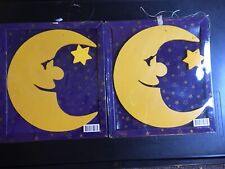 Fensterbilder, Mond mit Stern, Sperrholz, 2 Stück, OVP