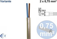 Flexible PVC Schlauchleitung 2x0,75mm² H03VVH2-F Ovallitze Kabel oval 1/5 Meter