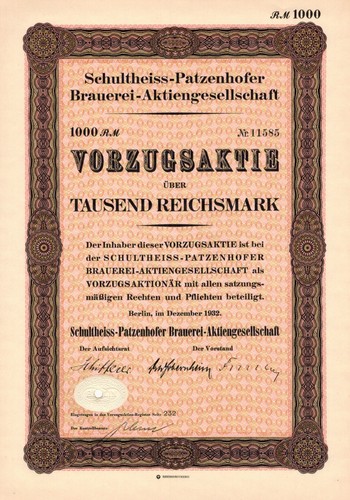 Schultheiss patzenhofer - schultheiss,