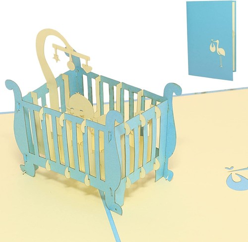 Pop klappkarte babybett - 3d,