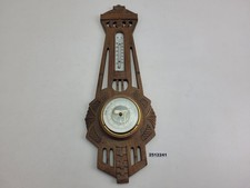 Wetterstation Barometer Thermometer Geschnitzt Holz um 1880 Vintage #2512241
