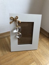 Bilderrahmen aus Holz Weiß mit Herzen Bilderständer Foto 9x13 cm