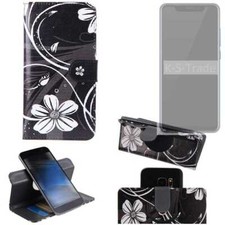 Für ZTE Axon 9 Pro 360° Schutz Hülle Wallet Case Design Blumen