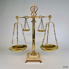 Antik Doppelte Waage Apothekerwaage Messing mit Marmor Sockel Viktorianische