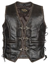Dunkel braune Lederweste rockerweste kutte bikerweste Motorrad Weste Clubweste