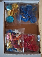 30 Paar alte Zopfhalter Zopfgummi 70 ziger Vintage Rot & Blau und Bunt