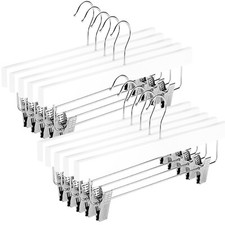 20 Hosenbügel Holz Metall Platzsparend Hosenspanner Holzkleiderbügel Klemmbügel